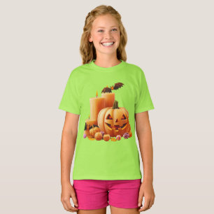 Cute Halloween Pumpkin Jack O Lantern Candy Kids T-Shirt