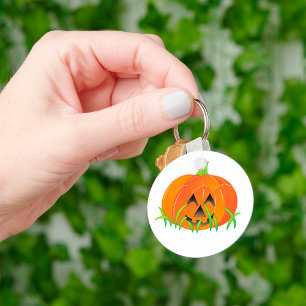 Cute Halloween Pumpkin Jack-O-Lantern Key Ring