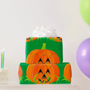 Cute Halloween Pumpkin Jack-O-Lantern Wrapping Paper