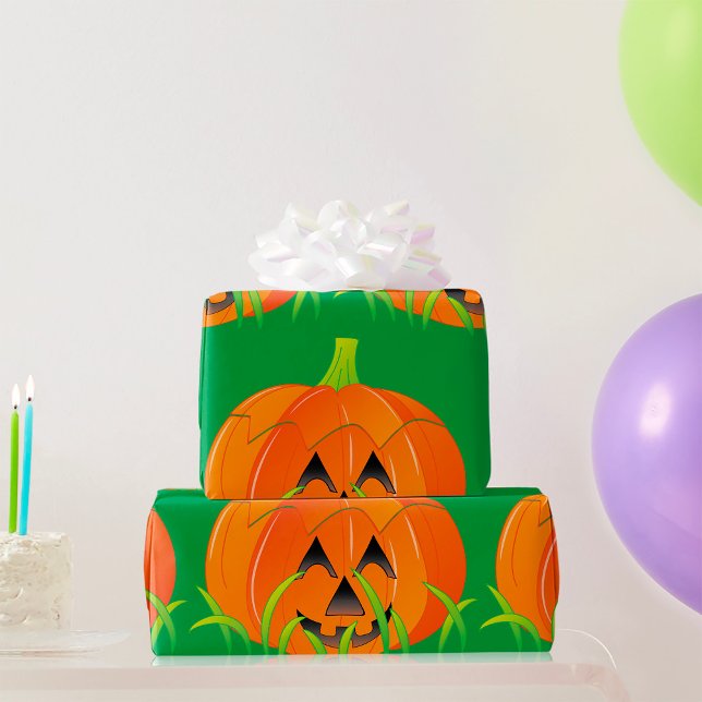 Cute Halloween Pumpkin Jack-O-Lantern Wrapping Paper (Creator Uploaded)