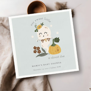 Cute Halloween Pumpkin Little Boo Baby Shower Napkin