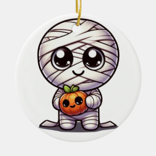 Cute Halloween pumpkin/mummy Ceramic Tree Decoration