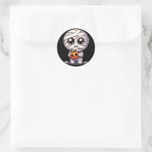 Cute Halloween pumpkin/mummy Classic Round Sticker