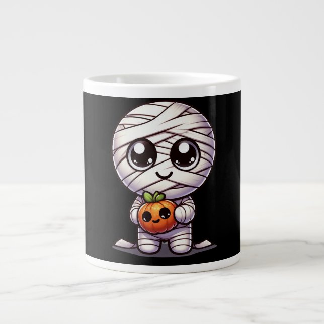 Cute Halloween pumpkin/mummy  Large Coffee Mug (Front)