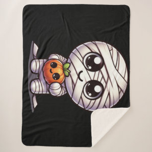 Cute Halloween pumpkin/mummy Sherpa Blanket