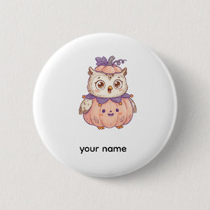 Cute Halloween Pumpkin Owl Personalised 6 Cm Round Badge