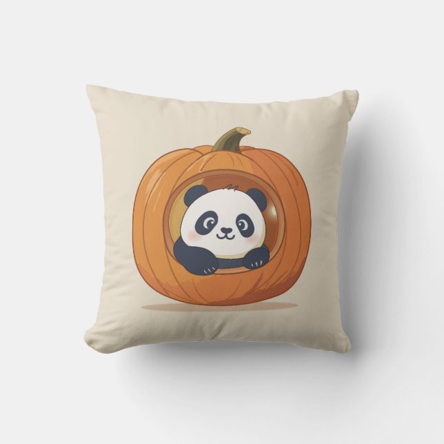 Cute Halloween Pumpkin Panda Cushion (Front)