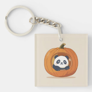 Cute Halloween Pumpkin Panda Key Ring