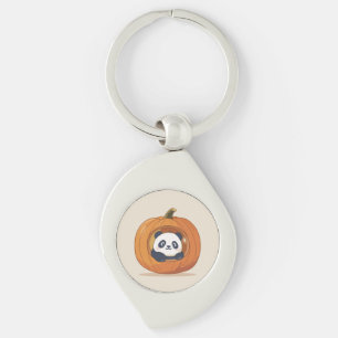 Cute Halloween Pumpkin Panda Key Ring