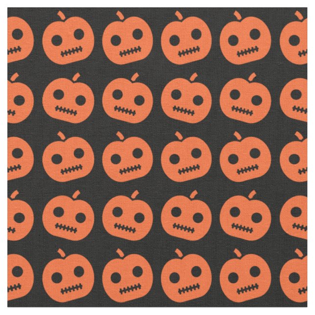 Cute Halloween Pumpkin Pattern Fabric (Close Up)