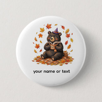 Cute Halloween Pumpkin Spice Bear Cosy Autumn T-Sh 6 Cm Round Badge