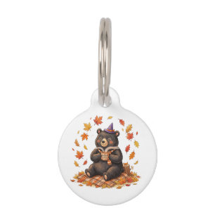 Cute Halloween Pumpkin Spice Bear Cosy Autumn T-Sh Pet Tag