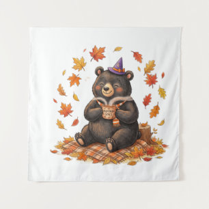 Cute Halloween Pumpkin Spice Bear Cosy Autumn T-Sh Tapestry