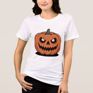 Cute Halloween Pumpkin Women’s White T-Shirt Tri-Blend Shirt