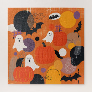 Cute Halloween Pumpkins and Ghosts 676-Piece Jigsaw Puzzle