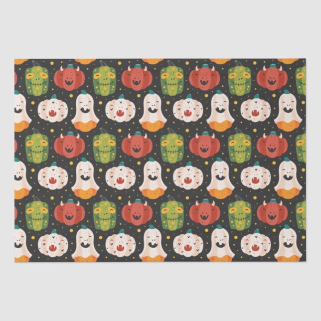 Cute Halloween Pumpkins and Gourds Tissue Paper (Front)
