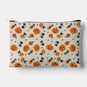 Cute Halloween Pumpkins & Black Cats Pattern Fleec Accessory Pouch