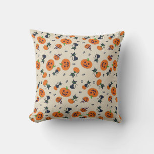Cute Halloween Pumpkins & Black Cats Pattern Fleec Cushion