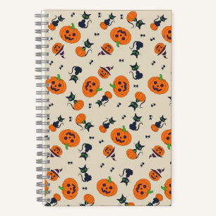 Cute Halloween Pumpkins & Black Cats Pattern Fleec Notebook