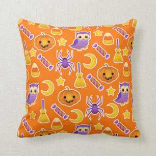 Cute Halloween Pumpkins Owls Spiders Pattern Cushion