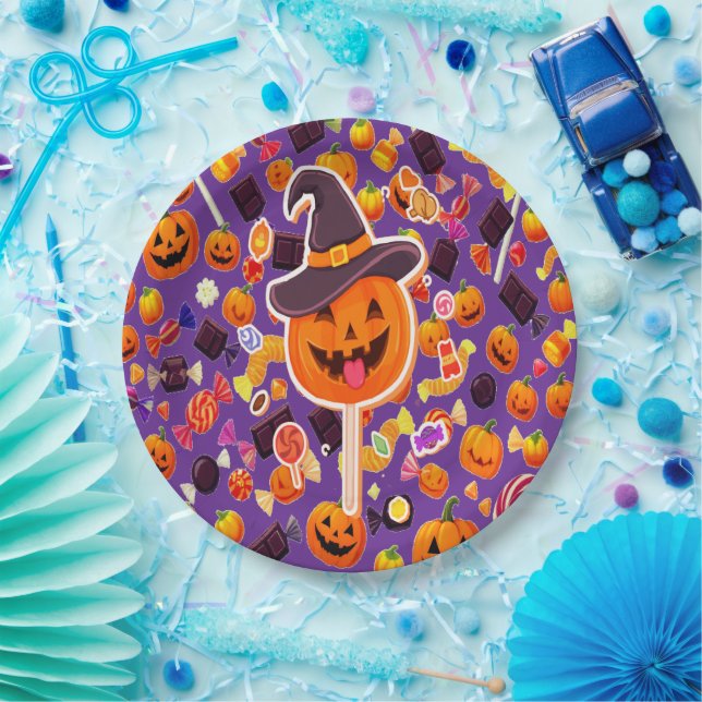 Cute Halloween Pumpkins Paper Plate (Party)