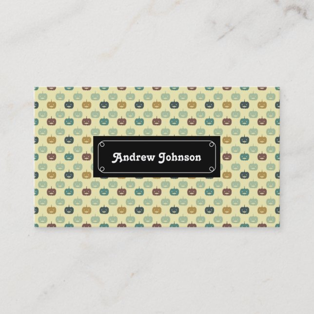 Cute Halloween pumpkins pattern Business Card (Front)