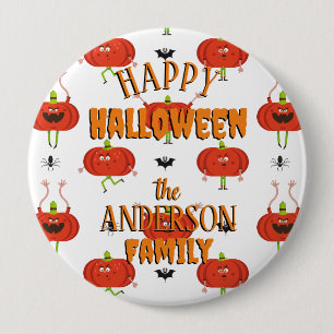 Cute halloween pumpkins, spider & bat pattern 10 cm round badge