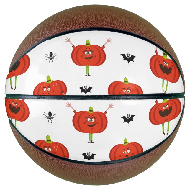 Cute halloween pumpkins, spider & bat pattern basketball (Front)