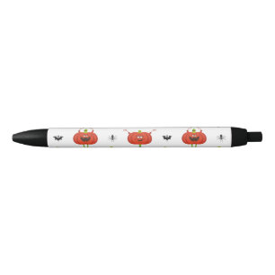 Cute halloween pumpkins, spider & bat pattern black ink pen