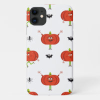 Cute halloween pumpkins, spider & bat pattern