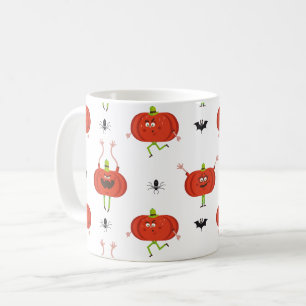 Cute halloween pumpkins, spider & bat pattern coffee mug
