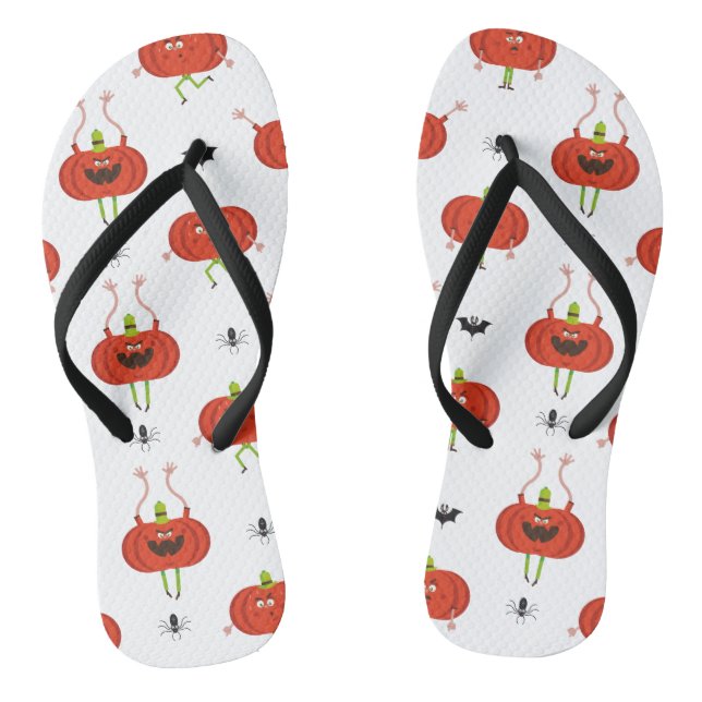 Cute halloween pumpkins, spider & bat pattern jandals (Footbed)