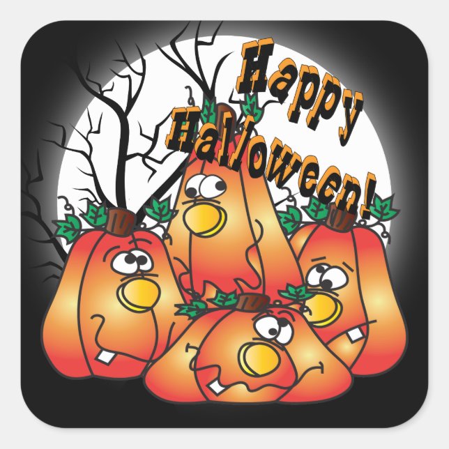 Cute Halloween Pumpkins Square Sticker (Front)