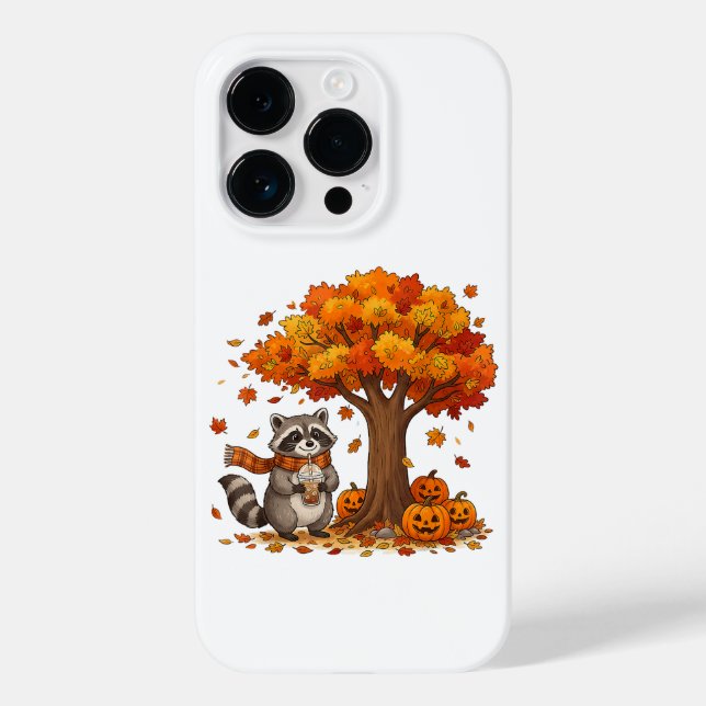 Cute Halloween Racoon Iced Coffee Fall Case-Mate iPhone Case (Back)