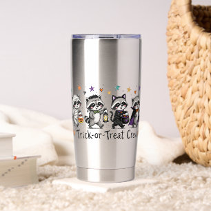 Cute Halloween Racoon Trick or Treat Crew Insulated Tumbler