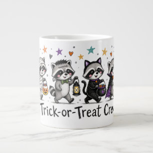 Cute Halloween Racoon Trick or Treat Crew Large Coffee Mug