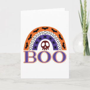 Cute Halloween Rainbow Scary Boo Skull Bats Spider Card