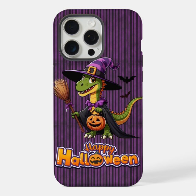 Cute Halloween Raptor/Dinosaur Witch iPhone Case (Back)