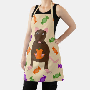 Cute Halloween Rat and Pumpkin Apron