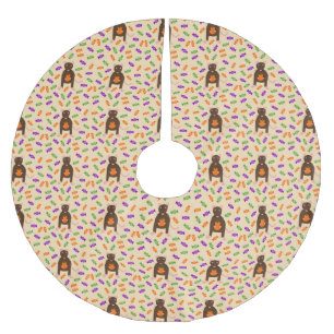 Cute Halloween Rat and Pumpkin Brushed Polyester Tree Skirt