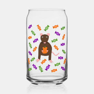 Cute Halloween Rat and Pumpkin Can Glass