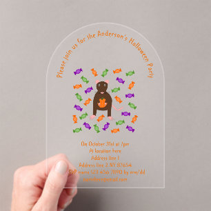Cute Halloween Rat and Pumpkin Custom Acrylic Invitations