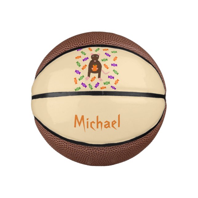 Cute Halloween Rat and Pumpkin Mini Basketball (Front)