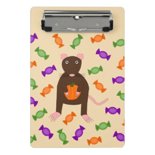 Cute Halloween Rat and Pumpkin Mini Clipboard