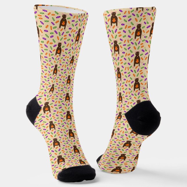 Cute Halloween Rat and Pumpkin Patterned Socks (Angled)