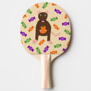 Cute Halloween Rat and Pumpkin Ping Pong Paddle