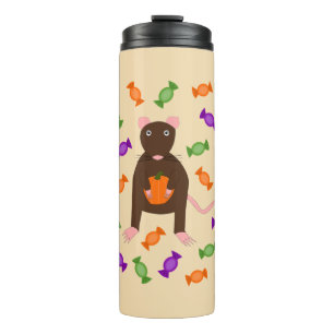 Cute Halloween Rat and Pumpkin Thermal Tumbler