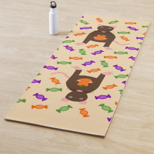 Cute Halloween Rat and Pumpkin Yoga Mat