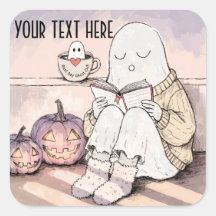 Cute Halloween Reading Ghost Cosy Autumn Book Club
