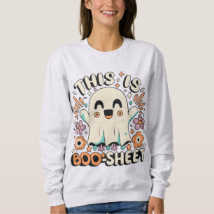 Cute Halloween Retro Groovy Floral Ghost  Sweatshirt